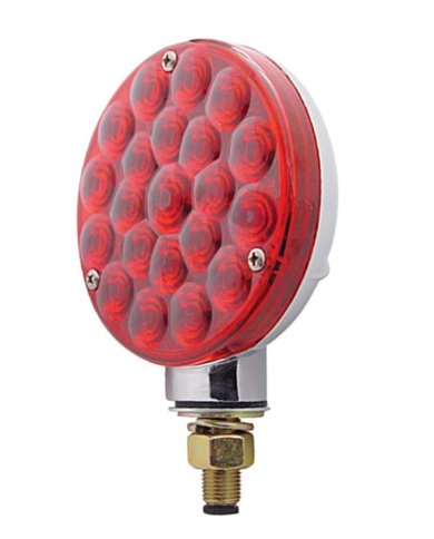 (CARD) CHROME SIGNAL FACE 21 RED LED AUXILIARY SIGNAL LIGHT - RED BUBBLE LENS (CARD) CHROME SIGNAL FACE 21 RED LED AUXILIARY SIGNAL LIGHT - RED BUBBLE LENS