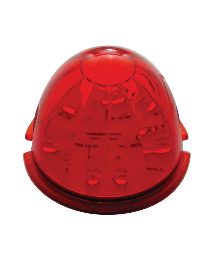 (CARD) 17 RED LED ROUND WATERMELON CAB LIGHT - RED LENS