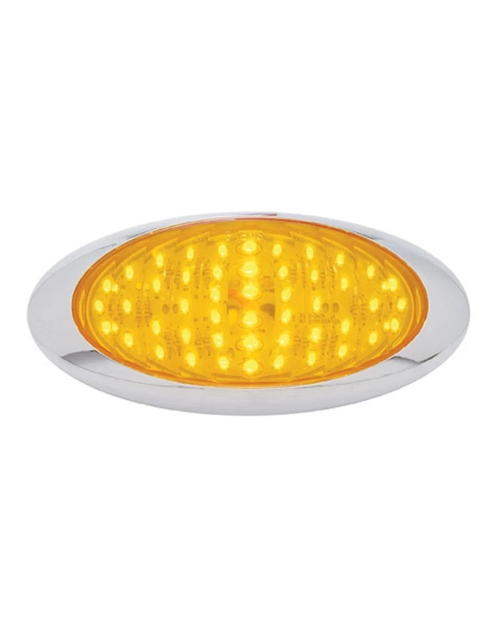 (CARD) 48 AMBER LED "PHANTOM III" P/T/C LIGHT W/ CHROME RIM - AMBER LENS