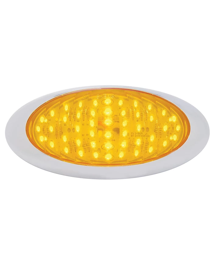 (BULK) 48 AMBER LED "PHANTOM III" P/T/C LIGHT W/ CHROME RIM - AMBER LENS