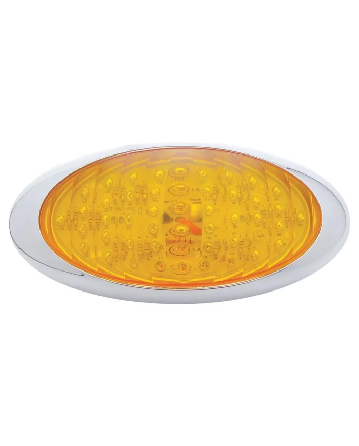 (BULK) 48 AMBER LED "PHANTOM III" P/T/C LIGHT W/ CHROME RIM - AMBER LENS