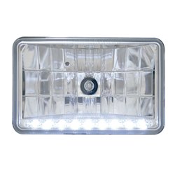 UP31368-4" X 6" Crystal Headlight With 9 White LED Position Light - Low Beam