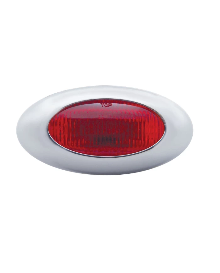 (CARD) 5 RED LED "PHANTOM II" CLEARANCE/MARKER LIGHT W/ CHROME PLASTIC BEZEL - RED LENS