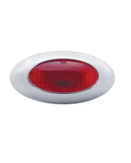 (CARD) 5 RED LED "PHANTOM II" CLEARANCE/MARKER LIGHT W/ CHROME PLASTIC BEZEL - RED LENS