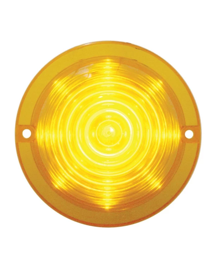 (CARD) 13 AMBER LED ROUND BEEHIVE/TRUCK-LIGHT CAB LIGHT - AMBER LENS