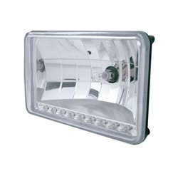 UP31368-4" X 6" Crystal Headlight With 9 White LED Position Light - Low Beam