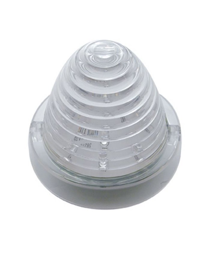 (CARD) 13 AMBER LED ROUND BEEHIVE/TRUCK-LIGHT CAB LIGHT - CLEAR LENS
