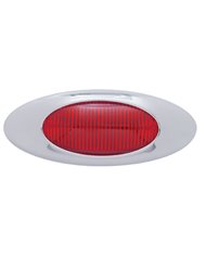 (CARD) 16 RED LED "PHANTOM I" CLEARANCE/MARKER LIGHT W/ CHROME PLASTIC BEZEL - RED LENS