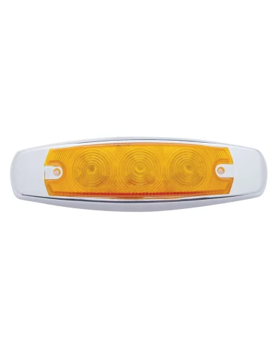 (CARD) 15 AMBER LED PETERBILT CLEARANCE/MARKER LIGHT W/ CHROME STEEL BEZEL - AMBER LENS (CARD) 15 AMBER LED PETERBILT CLEARANCE/MARKER LIGHT W/ CHROME STEEL BEZEL - AMBER LENS