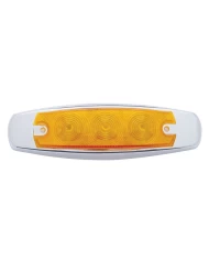 (CARD) 15 AMBER LED PETERBILT CLEARANCE/MARKER LIGHT W/ CHROME STEEL BEZEL - AMBER LENS
