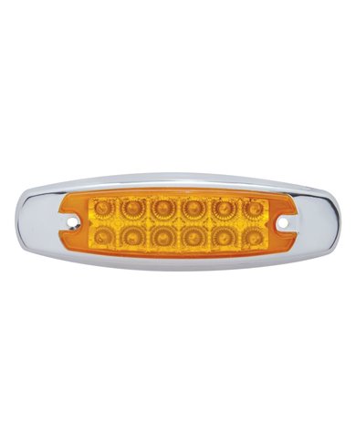 (CARD) 12 AMBER LED PETERBILT CLEARANCE/MARKER LIGHT W/ CHROME STEEL BEZEL - AMBER LENS (CARD) 12 AMBER LED PETERBILT CLEARANCE/MARKER LIGHT W/ CHROME STEEL BEZEL - AMBER LENS