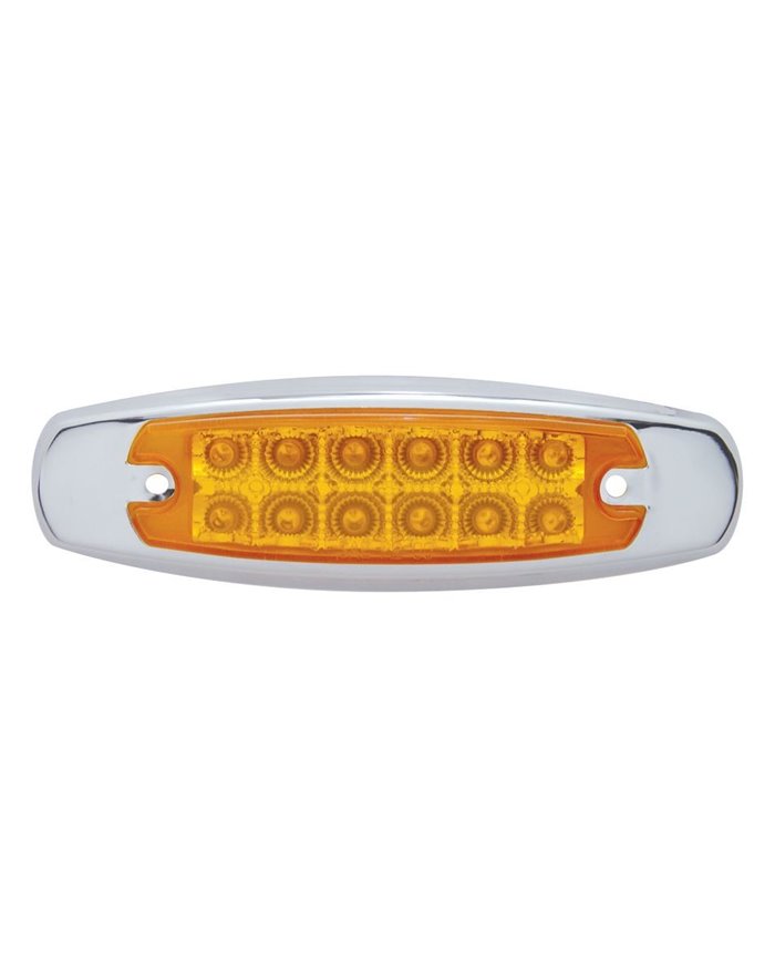 (CARD) 12 AMBER LED PETERBILT CLEARANCE/MARKER LIGHT W/ CHROME STEEL BEZEL - AMBER LENS (CARD) 12 AMBER LED PETERBILT CLEARANCE/MARKER LIGHT W/ CHROME STEEL BEZEL - AMBER LENS