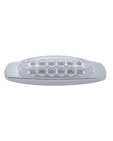 (CARD) 12 RED LED PETERBILT CLEARANCE/MARKER LIGHT W/ CHROME STEEL BEZEL - CLEAR LENS (CARD) 12 RED LED PETERBILT CLEARANCE/MARKER LIGHT W/ CHROME STEEL BEZEL - CLEAR LENS