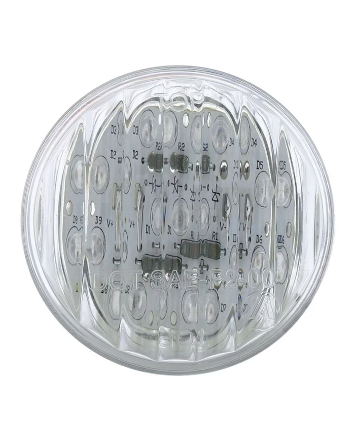 (CARD) 9 RED LED 2" FLAT MARKER LIGHT - CLEAR LENS **NO OTHER DISCOUNTS APPLICABLE**