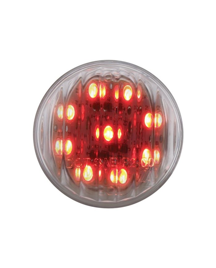 (BULK) 9 RED LED 2" FLAT MARKER LIGHT - CLEAR LENS **NO OTHER DISCOUNTS APPLICABLE**