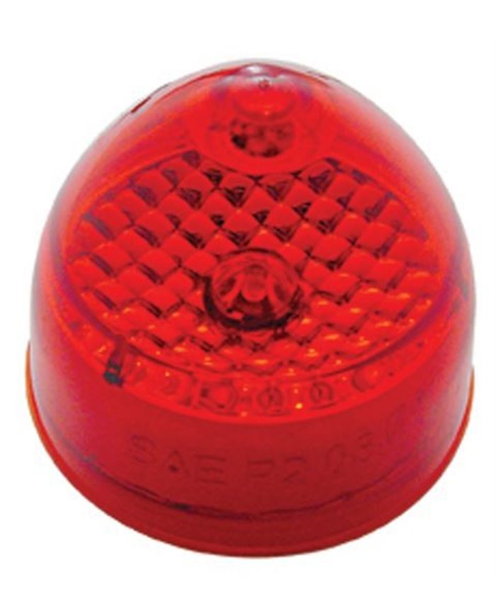 *CLOSEOUT* (CARD) 1 RED LED 2" BEEHIVE CRYSTAL CLEARANCE/MARKER LIGHT - RED LENS