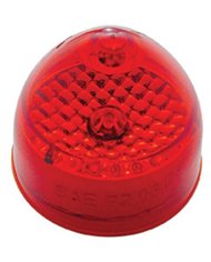 *CLOSEOUT* (CARD) 1 RED LED 2" BEEHIVE CRYSTAL CLEARANCE/MARKER LIGHT - RED LENS