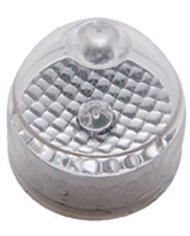 *CLOSEOUT* (CARD) 1 RED LED 2" BEEHIVE CRYSTAL CLEARANCE/MARKER LIGHT - CLEAR LENS