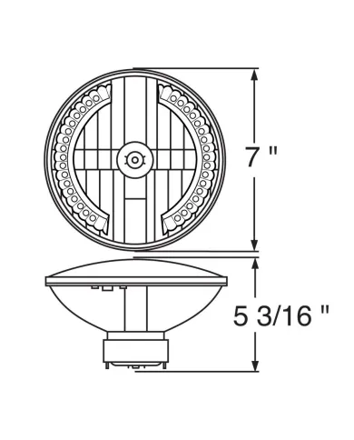 UP31378-7" Crystal Headlight With 34 Amber LED Position Light