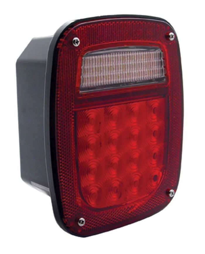 (CARD) 16 RED LED/22 + 4 WHITE LED UNIVERSAL COMBINATION LIGHT - W/ LICENSE LIGHT