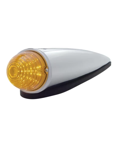 (BOX) CHROME PLASTIC 17 AMBER LED ROUND BEEHIVE CAB LIGHT KIT - AMBER LENS (BOX) CHROME PLASTIC 17 AMBER LED ROUND BEEHIVE CAB LIGHT KIT - AMBER LENS