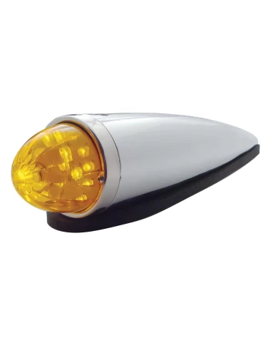 (BOX) CHROME PLASTIC 17 AMBER LED ROUND WATERMELON CAB LIGHT KIT - AMBER LENS (BOX) CHROME PLASTIC 17 AMBER LED ROUND WATERMELON CAB LIGHT KIT - AMBER LENS
