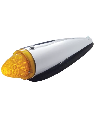 (BOX) CHROME PLASTIC 13 AMBER LED ROUND BEEHIVE CAB LIGHT - AMBER LENS (BOX) CHROME PLASTIC 13 AMBER LED ROUND BEEHIVE CAB LIGHT - AMBER LENS