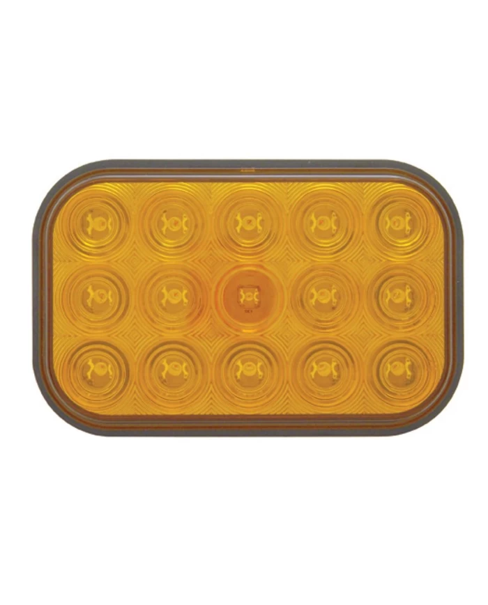(CARD) 15 AMBER LED RECTANGULAR P/T/C LIGHT - AMBER LENS