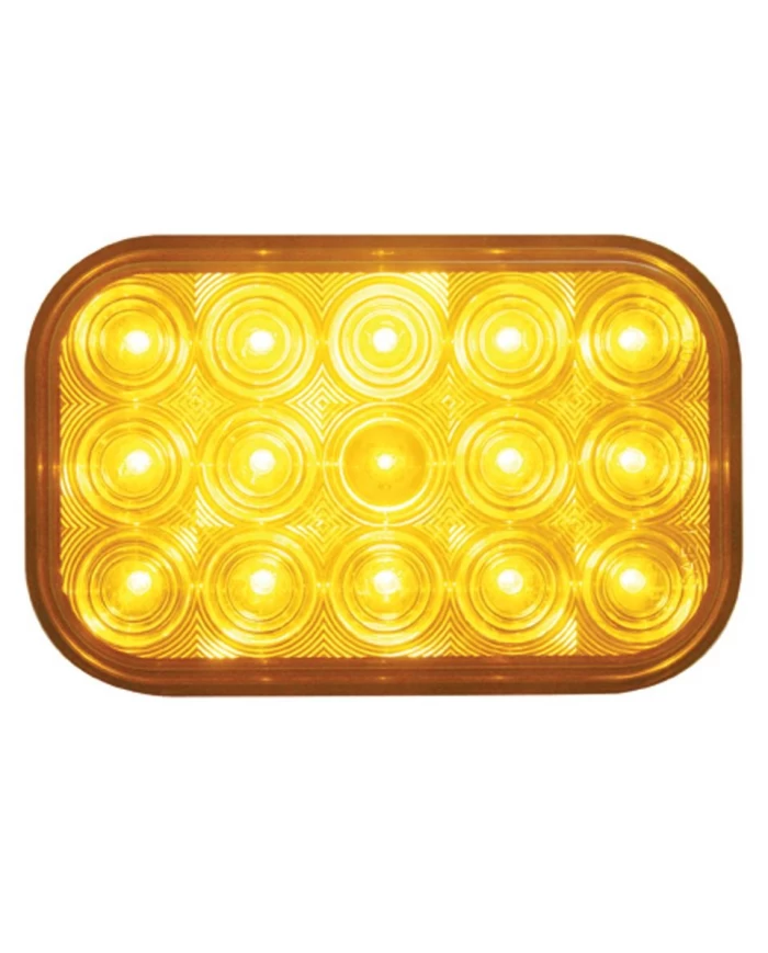 (CARD) 15 AMBER LED RECTANGULAR P/T/C LIGHT - AMBER LENS