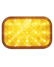 (CARD) 15 AMBER LED RECTANGULAR P/T/C LIGHT - AMBER LENS