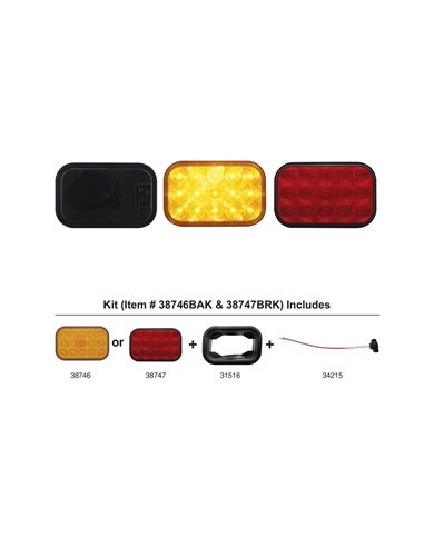 (BULK) 15 AMBER LED RECTANGULAR P/T/C LIGHT - AMBER KIT (BULK) 15 AMBER LED RECTANGULAR P/T/C LIGHT - AMBER KIT