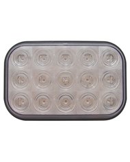 (PACK) 15 RED LED RECTANGULAR S/T/T LIGHT - CLEAR LENS