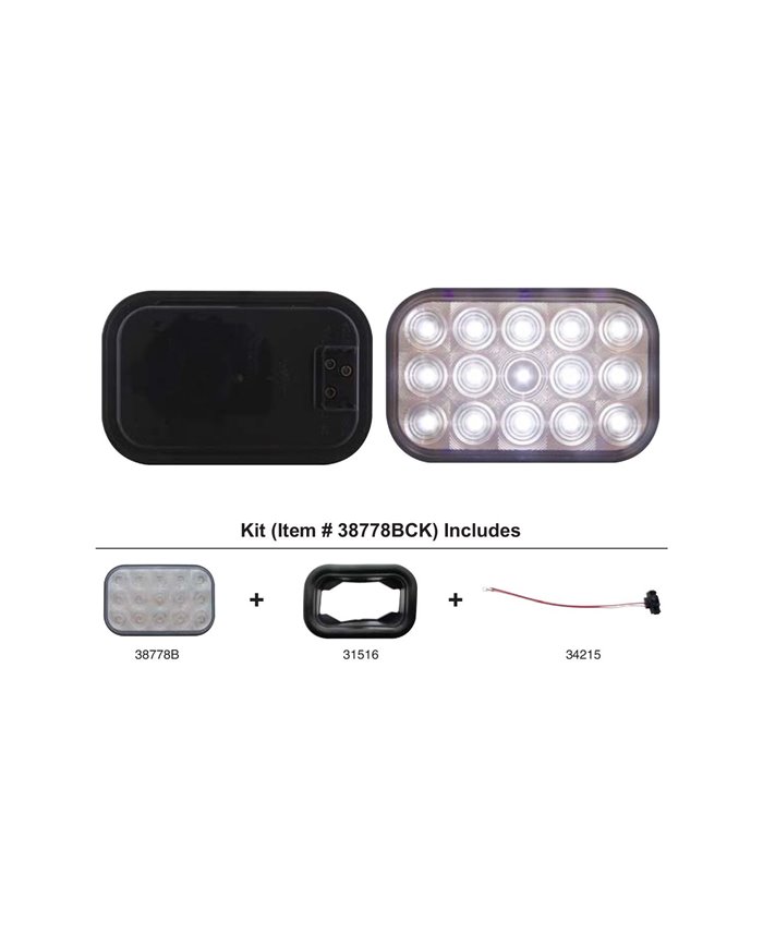 (BULK) 15 WHITE LED RECTANGULAR UTILITY/AUXILIARY LIGHT - CLEAR KIT