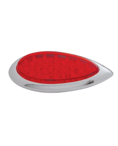 (CARD) 39 RED LED TEARDROP S/T/T LIGHT W/ CHROME BEZEL - RED LENS (CARD) 39 RED LED TEARDROP S/T/T LIGHT W/ CHROME BEZEL - RED LENS