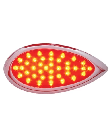 (CARD) 39 RED LED TEARDROP S/T/T LIGHT W/ CHROME BEZEL - RED LENS (CARD) 39 RED LED TEARDROP S/T/T LIGHT W/ CHROME BEZEL - RED LENS