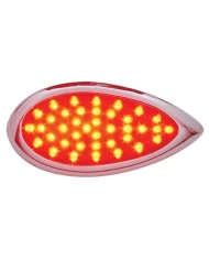 (CARD) 39 RED LED TEARDROP S/T/T LIGHT W/ CHROME BEZEL - RED LENS