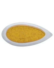 (CARD) 39 AMBER LED TEARDROP P/T/C LIGHT W/ CHROME BEZEL - AMBER LENS