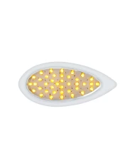 (CARD) 39 AMBER LED TEARDROP P/T/C LIGHT W/ CHROME BEZEL - CLEAR LENS
