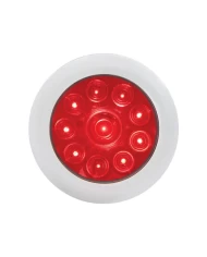 (BULK) 10 RED LED 4" S/T/T LIGHT W/ CHROME BEZEL - RED LENS