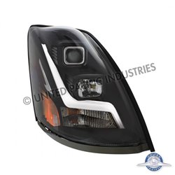 UP31448-Blackout Projection Headlight With LED Position Light Bar For 2003-2017 Volvo VN/VNL - Passenger