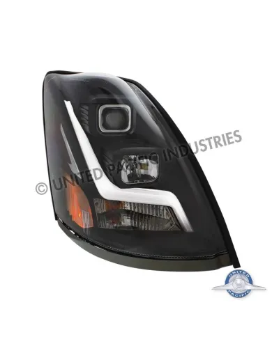 UP31448-Blackout Projection Headlight With LED Position Light Bar For 2003-2017 Volvo VN/VNL - Passenger