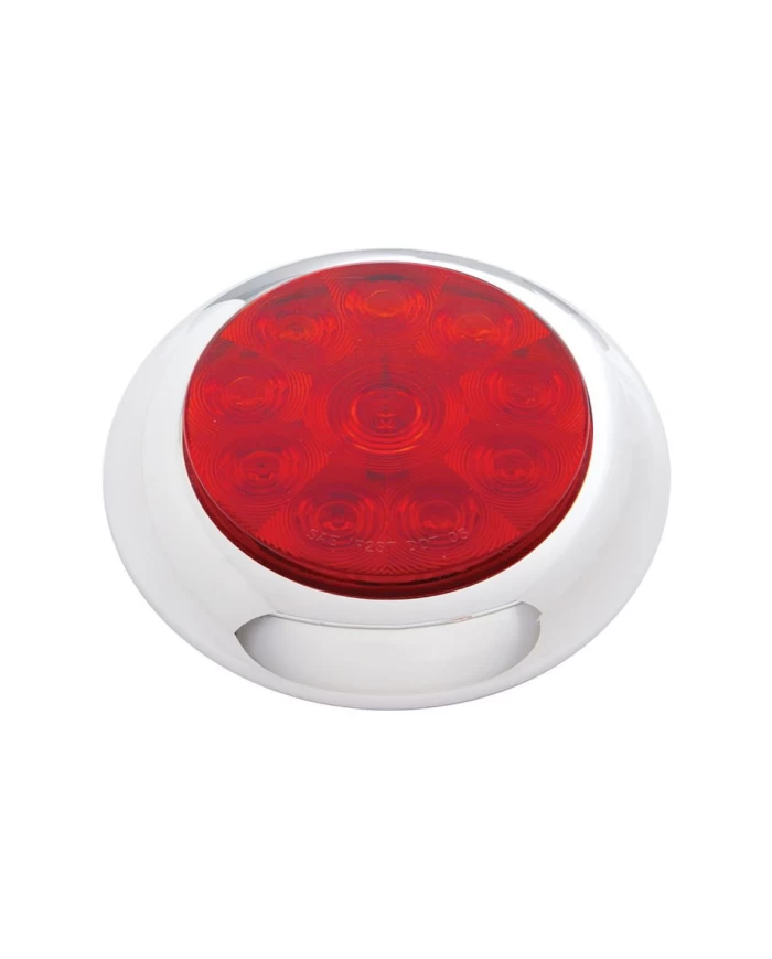 (BULK) 10 RED LED 4" S/T/T LIGHT W/ CHROME BEZEL - RED LENS