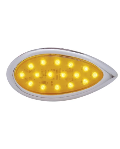 (CARD) 16 AMBER LED "TEAR DROP" CLEARANCE/MARKER LIGHT W/ CHROME BEZEL - AMBER LENS (CARD) 16 AMBER LED "TEAR DROP" CLEARANCE/MARKER LIGHT W/ CHROME BEZEL - AMBER LENS