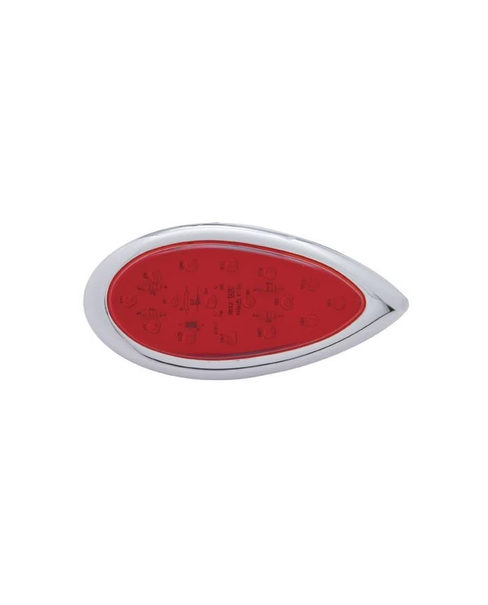 (CARD) 16 RED LED "TEAR DROP" CLEARANCE/MARKER LIGHT W/ CHROME BEZEL - RED LENS (CARD) 16 RED LED "TEAR DROP" CLEARANCE/MARKER LIGHT W/ CHROME BEZEL - RED LENS