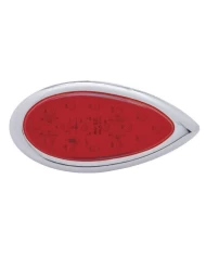 (CARD) 16 RED LED "TEAR DROP" CLEARANCE/MARKER LIGHT W/ CHROME BEZEL - RED LENS (CARD) 16 RED LED "TEAR DROP" CLEARANCE/MARKER LIGHT W/ CHROME BEZEL - RED LENS