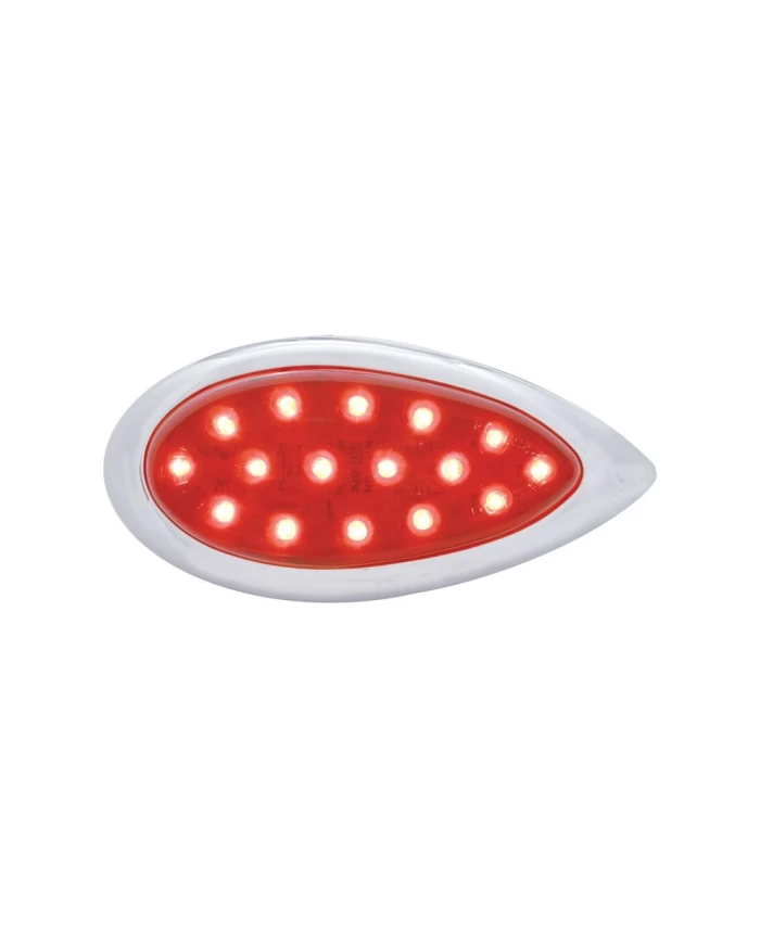 (BULK) 16 RED LED "TEAR DROP" CLEARANCE/MARKER LIGHT W/ CHROME BEZEL - RED LENS (BULK) 16 RED LED "TEAR DROP" CLEARANCE/MARKER LIGHT W/ CHROME BEZEL - RED LENS