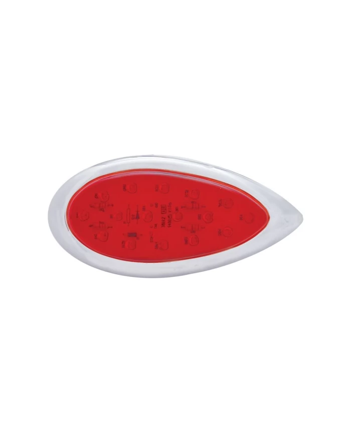 (BULK) 16 RED LED "TEAR DROP" CLEARANCE/MARKER LIGHT W/ CHROME BEZEL - RED LENS (BULK) 16 RED LED "TEAR DROP" CLEARANCE/MARKER LIGHT W/ CHROME BEZEL - RED LENS