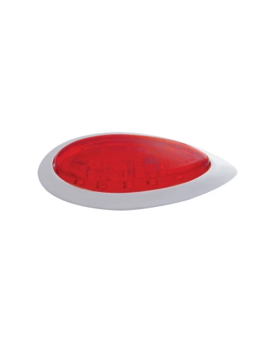 (BULK) 16 RED LED "TEAR DROP" CLEARANCE/MARKER LIGHT W/ CHROME BEZEL - RED LENS (BULK) 16 RED LED "TEAR DROP" CLEARANCE/MARKER LIGHT W/ CHROME BEZEL - RED LENS