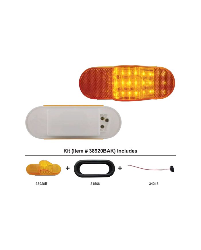(BULK) 18 AMBER LED MID-TRAILER TURN SIGNAL LIGHT - AMBER KIT