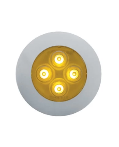 (CARD) CHROME PLASTIC 4 AMBER LED AUXILIARY LIGHT W/ BEZEL - CLEAR LENS (CARD) CHROME PLASTIC 4 AMBER LED AUXILIARY LIGHT W/ BEZEL - CLEAR LENS